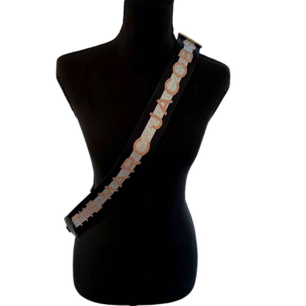 Marc Jacobs Adjustable Webbing Purse Strap L1040 NWOT Rose Gold Black Silver